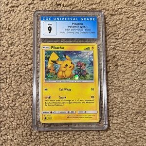Pokemon Pikachu Holo Promo Trading Card (Yellow, Blue)